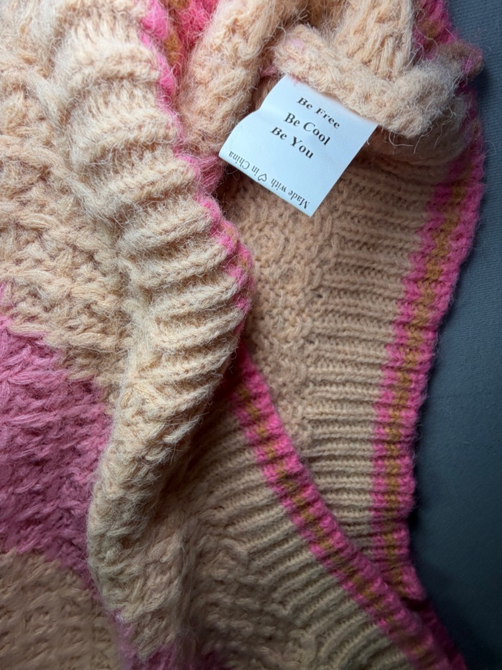 Buckle VRG grl Striped Pink and Cream Turtleneck Sweater - Cozy Knit Pullover - Picture 4 of 7